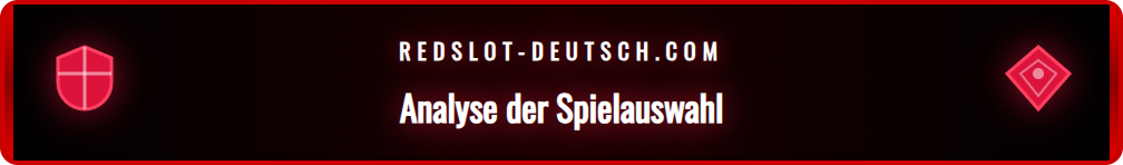 Screenshot der Spielauswahl im Rahmen des detaillierten Redslot Tests